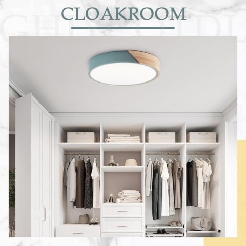 GHiycotdl Lampa sufitowa LED, drewniana, 50 cm, ściemniana