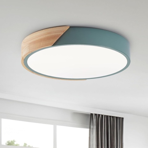 GHiycotdl Lampa sufitowa LED, drewniana, 50 cm, ściemniana