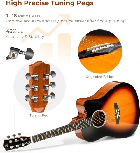 GITARA KLASYCZNA AKUSTYCZNA 4/4 DLA POCZĄTKUJĄCYCH AKCESORIA GRATISY KOSTKI