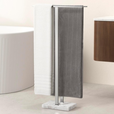 Stojące wieszaki na ręczniki KES do łazienki, z ciężką marmurową podstawą