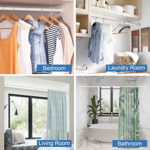 Karnisz do zasłony prysznicowej, drążek teleskopowy sztuki, biały, 53-119 cm