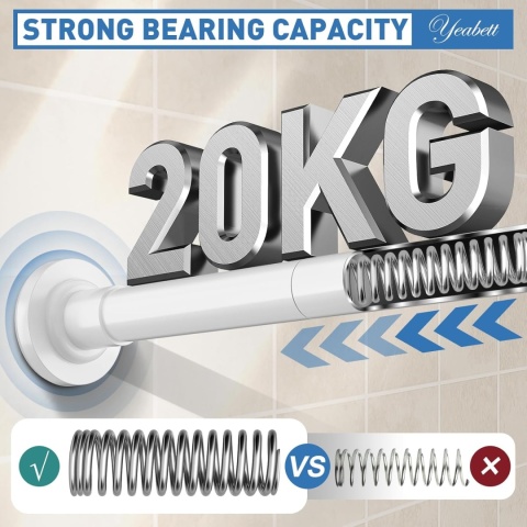 Karnisz do zasłony prysznicowej, drążek teleskopowy sztuki, biały, 53-119 cm