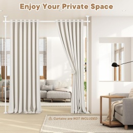 Karnisz, drążek teleskopowy, drążek zaciskowy do firanek, biały, 53-226 cm