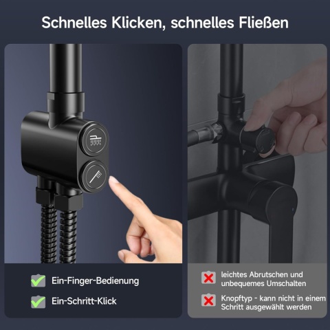 Kolumna prysznicowa z baterią i dużą deszczownicą czarny zestaw prysznicowy