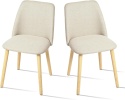 Krzesła do jadalni beżowe drewniane nogi, zestaw 2 szt