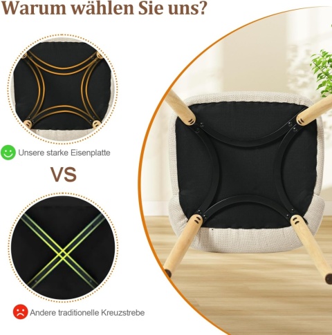 Krzesła do jadalni beżowe drewniane nogi, zestaw 2 szt