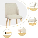 Krzesła do jadalni beżowe drewniane nogi, zestaw 2 szt