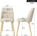 Krzesła do jadalni beżowe drewniane nogi, zestaw 2 szt