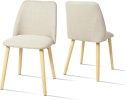 Krzesła do jadalni beżowe drewniane nogi, zestaw 2 szt