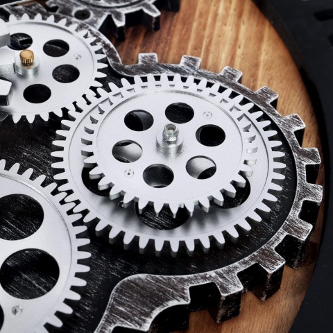 Lafocuse Zegar ścienny XXL, duży, z ruchomymi kołami zębatymi 57 cm