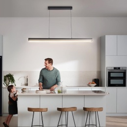 Lampa wisząca LED do jadalni, 80 cm, czarna, możliwość ściemniania z pilotem