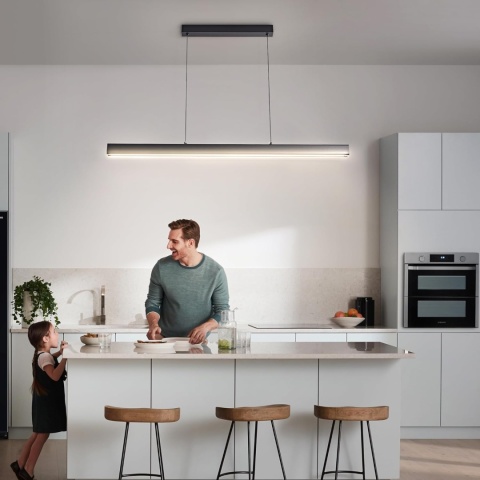 Lampa wisząca LED do jadalni, 80 cm, czarna, możliwość ściemniania z pilotem