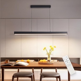 Lampa wisząca LED do jadalni, 80 cm, czarna, możliwość ściemniania z pilotem