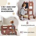 √Wieża do nauki dla dzieci 3w1 z tablicą do rysowania rozkładana na stolik z krzesełkiem