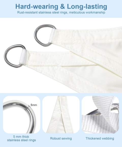 Markiza trójkątna LOVE STORY 2,5 x 2,5 x 2,5 m, wodoodporna, kremowa