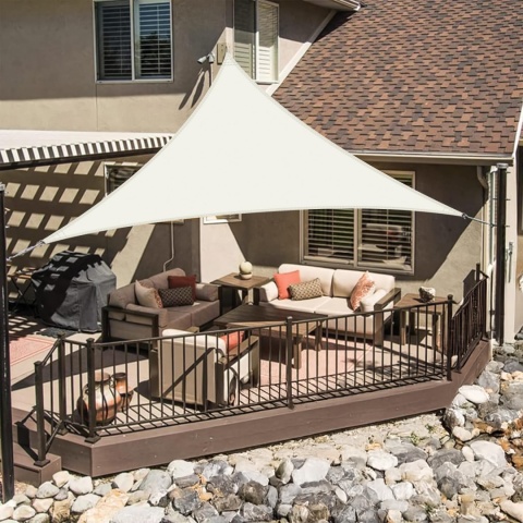 Markiza trójkątna LOVE STORY 2,5 x 2,5 x 2,5 m, wodoodporna, kremowa