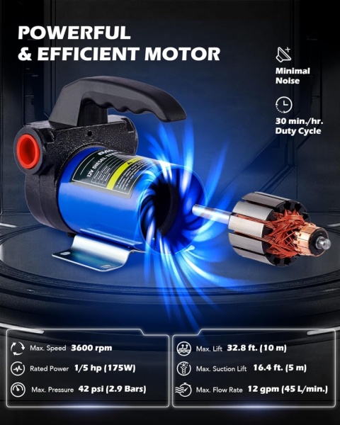 Orion Motor Tech Pompa diesla 12 V, pompa ssąca, pompa paliwowa, 45 l/min