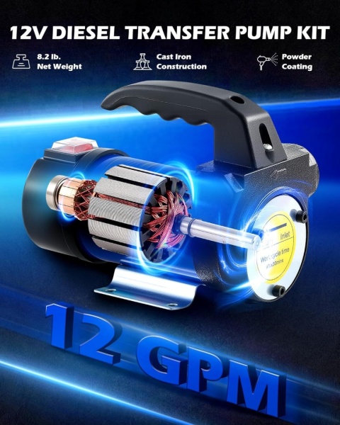 Orion Motor Tech Pompa diesla 12 V, pompa ssąca, pompa paliwowa, 45 l/min