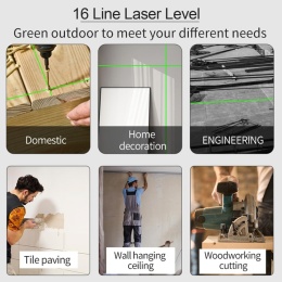 POZIOMICA LASEROWA POZIOMICA 4D 16 LINII LASER KRZYŻOWY 360 ZESTAW STATYW