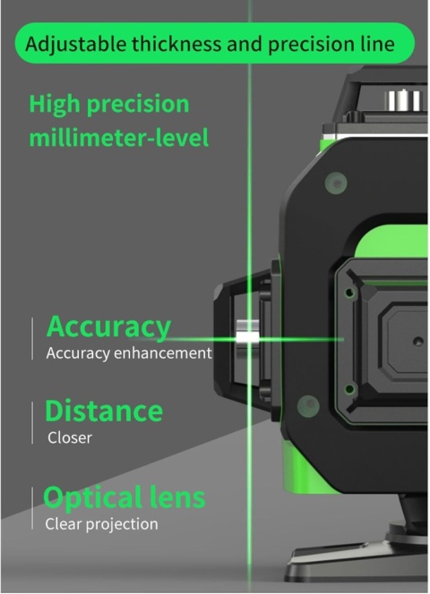 POZIOMICA LASEROWA POZIOMICA 4D 16 LINII LASER KRZYŻOWY 360 ZESTAW STATYW