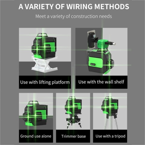 POZIOMICA LASEROWA POZIOMICA 4D 16 LINII LASER KRZYŻOWY 360 ZESTAW STATYW