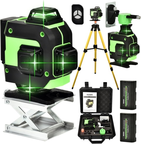POZIOMICA LASEROWA POZIOMICA 4D 16 LINII LASER KRZYŻOWY 360 ZESTAW STATYW