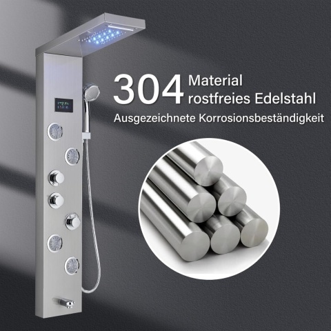 Panel prysznicowy LED prysznic wodospad hydromasaż wyświetlacz Srebrny