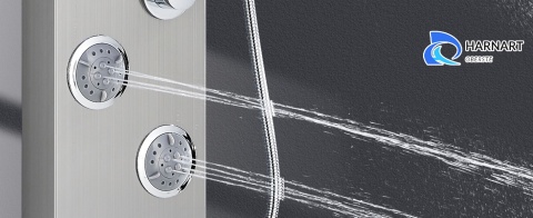 Panel prysznicowy LED prysznic wodospad hydromasaż wyświetlacz Srebrny