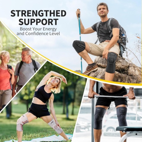 Profesjonalny nakolannik, orteza ze stabilizatorami bocznymi z PMMA i wkładką żelową