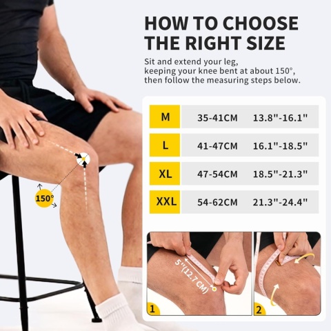 Profesjonalny nakolannik, orteza ze stabilizatorami bocznymi z PMMA i wkładką żelową