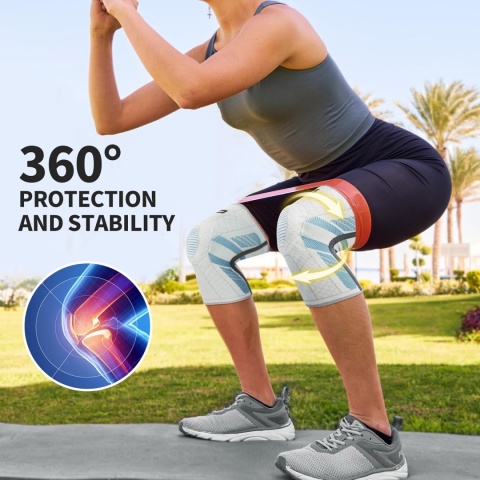 Profesjonalny nakolannik, orteza ze stabilizatorami bocznymi z PMMA i wkładką żelową