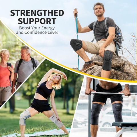 Profesjonalny nakolannik, orteza ze stabilizatorami bocznymi z PMMA i wkładką żelową