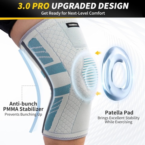 Profesjonalny nakolannik, orteza ze stabilizatorami bocznymi z PMMA i wkładką żelową