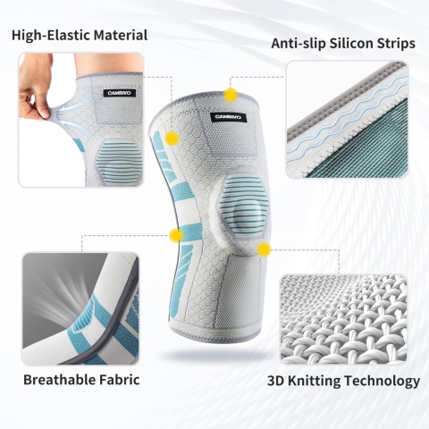 Profesjonalny nakolannik, orteza ze stabilizatorami bocznymi z PMMA i wkładką żelową