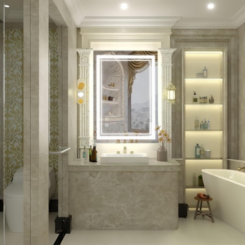 SaniteModar Lustro łazienkowe LED 50 x 70 cm, z oświetleniem przeciwmgielnym