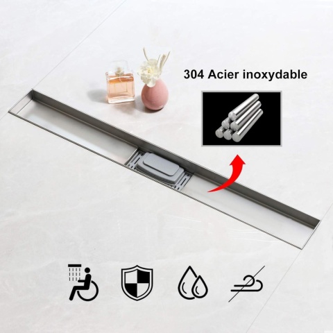 SaniteModar Rynna prysznicowa 120 cm, bardzo płaska, z syfonem