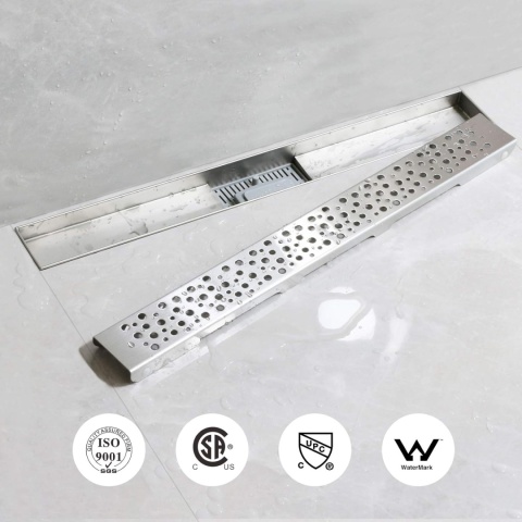 SaniteModar Rynna prysznicowa 120 cm, bardzo płaska, z syfonem