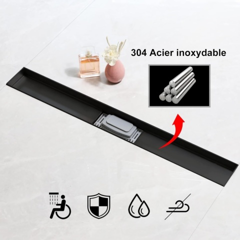 SaniteModar Rynna prysznicowa 50 cm, czarna, zestaw