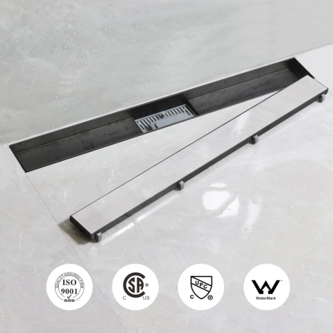 SaniteModar Rynna prysznicowa 50 cm, czarna, zestaw