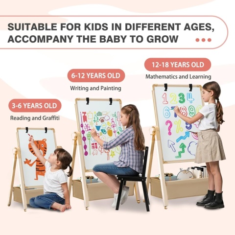 Tablica sztaluga kredowa magnetyczna 3 w 1 dla dzieci regulowana wysokość