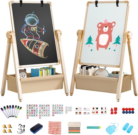 Tablica sztaluga kredowa magnetyczna 3 w 1 dla dzieci regulowana wysokość