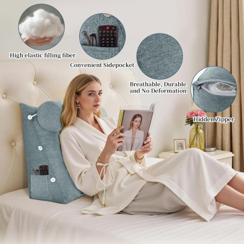 Trójkątna poduszka do czytania karmienia wałek zagłówek beżowy