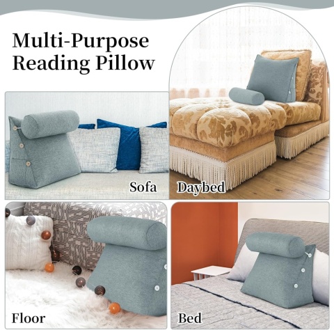 Trójkątna poduszka do czytania karmienia wałek zagłówek beżowy