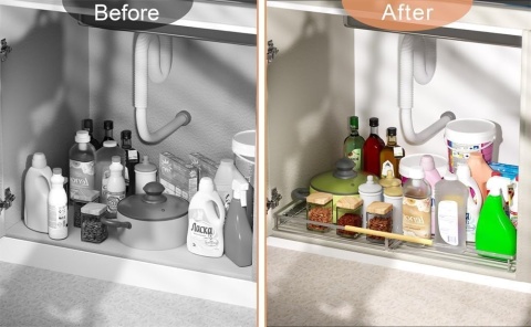 2 x Wysuwana Szuflada Kuchenna regulowany organizer do szafki kuchennej 57- 96 cm