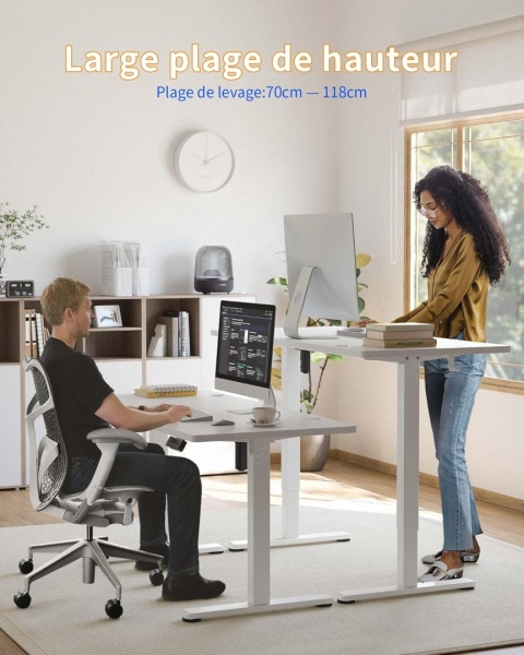 BIURKO ELEKTRYCZNE Z REGULACJĄ WYSOKOŚCI 100x60 cm Z FUNKCJĄ PAMIĘCI BIAŁE