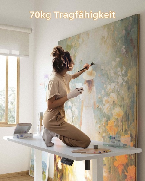 BIURKO ELEKTRYCZNE Z REGULACJĄ WYSOKOŚCI 100x60 cm Z FUNKCJĄ PAMIĘCI BIAŁE