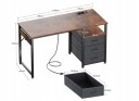 Biurko komputerowe z 3 szufladami 2 gniazda 2 porty USB 120 x 48 x 75,5 cm