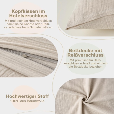 Blumtal Pościel Musselin 200x220 cm - Certyfikowana OEKO-TEX