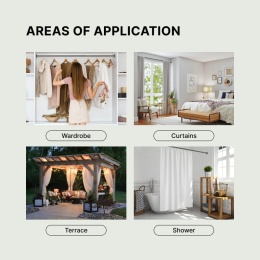 Drążek karnisz teleskopowy do firanek bez wiercenia, 70-120 cm, Ø 25 mm