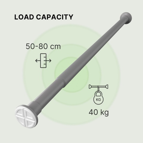 Drążek karnisz teleskopowy do firanek bez wiercenia, 70-120 cm, Ø 25 mm